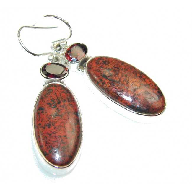 Stylish Red Jasper Sterling Silver earrings