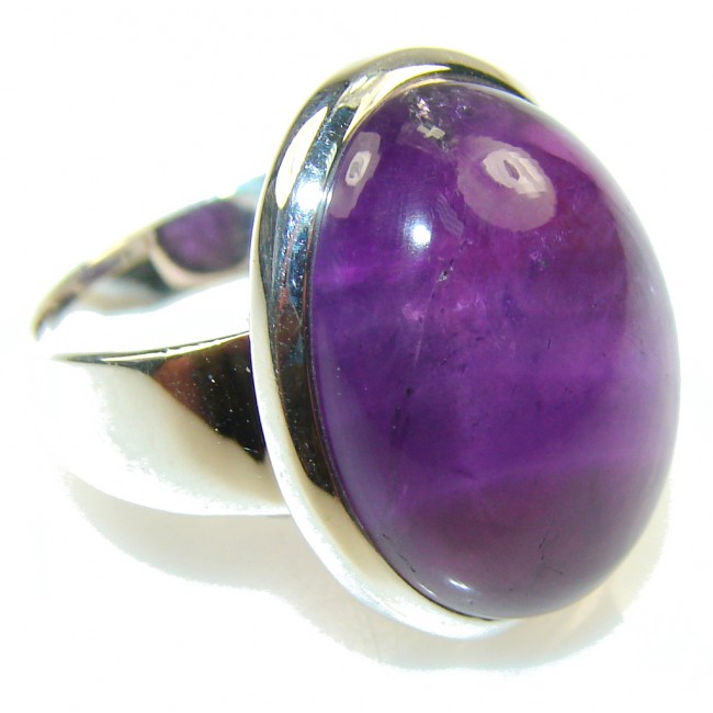 Natural Purple Amethyst Sterling Silver ring s. 8 1/2
