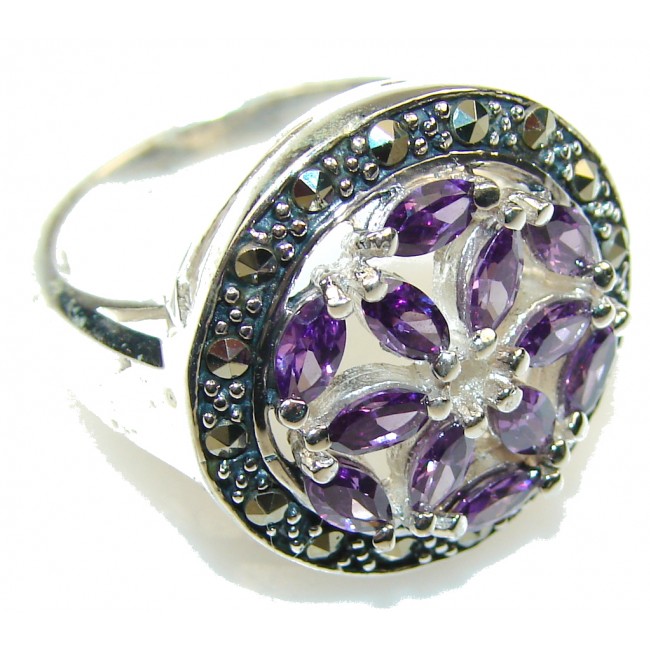 Awesome Purple Amethyst Sterling Silver ring; size 8 1/2