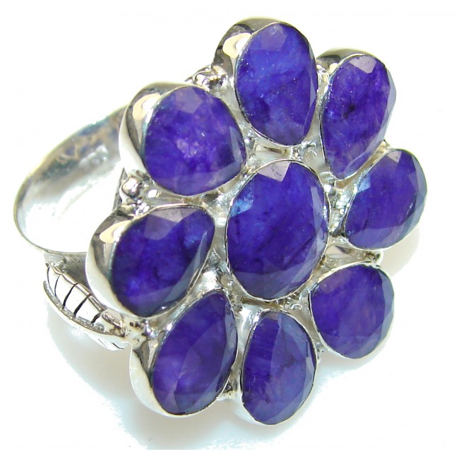 Excellent Blue Sapphire Sterling Silver Ring s. 10 1/2