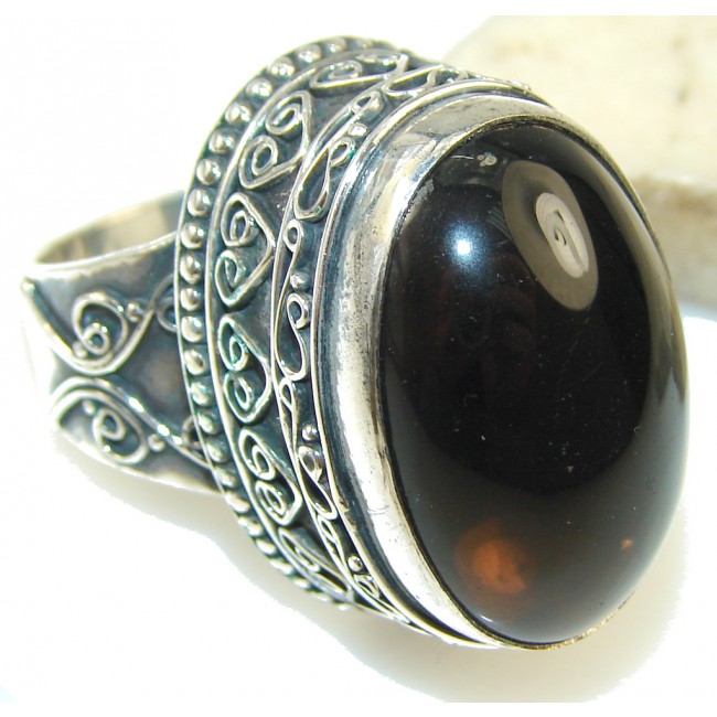 Natural Brown Smoky Topaz Sterling Silver ring; s. 8 1/2