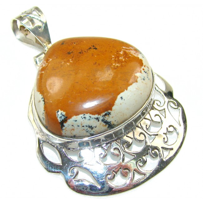 Excellent Brown Picture Jasper Sterling Silver pendant