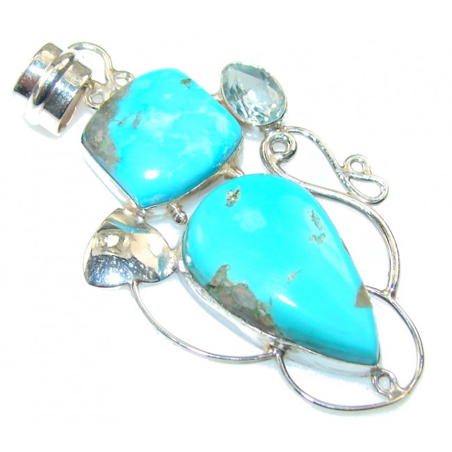 Sleeping Beauty!! Blue Turquoise Sterling Silver Pendant