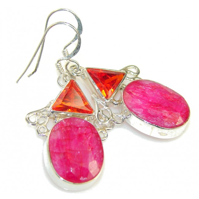 Precious!! Pink Ruby Sterling Silver earrings