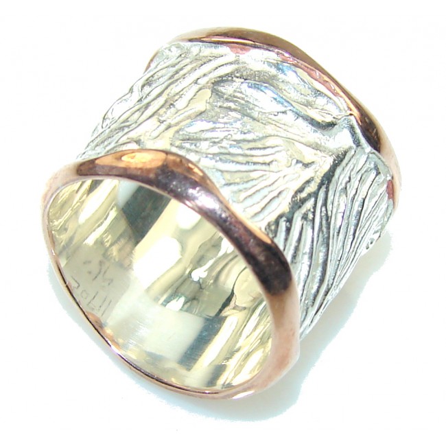 Awesome Italy Made Silver 18ct Gold Plated Sterling Silver ring; 6