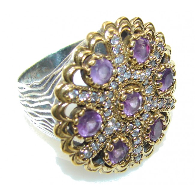 Gorgeous Design!! Purple Amethyst Sterling Silver Ring s. 7