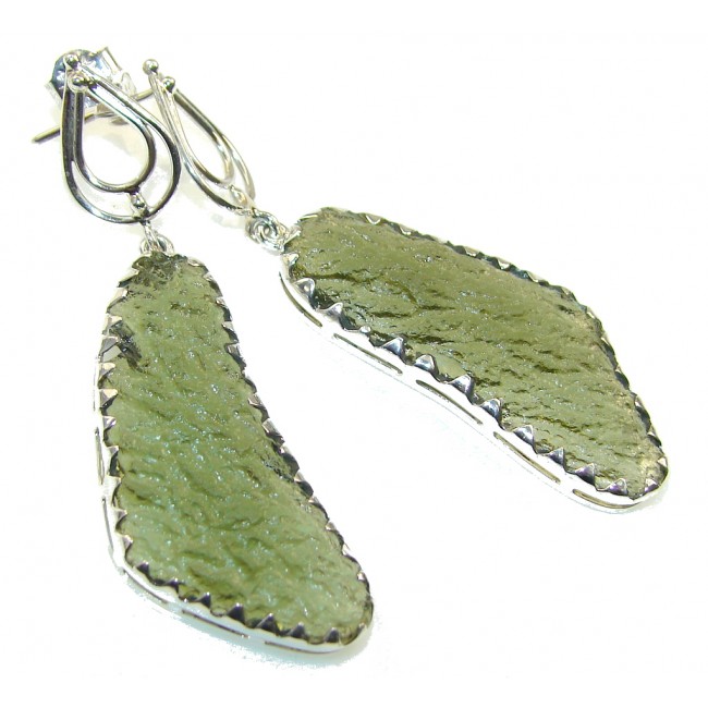 Empress!! Green Moldavite Silver Sterling earrings