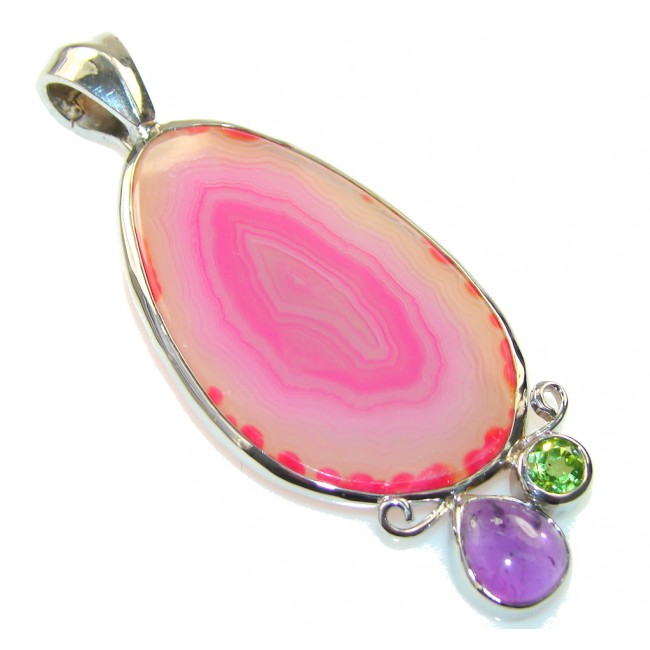 Stylish Pink Agate Sterling Silver Pendant