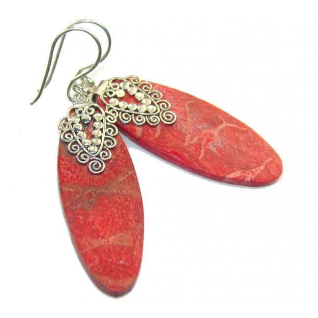 My Lovely Red Fossilized Coral Sterling Silver earrings