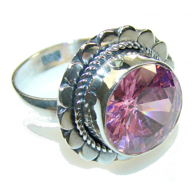 Delicate Pink Quartz Sterling Silver Ring s. 7
