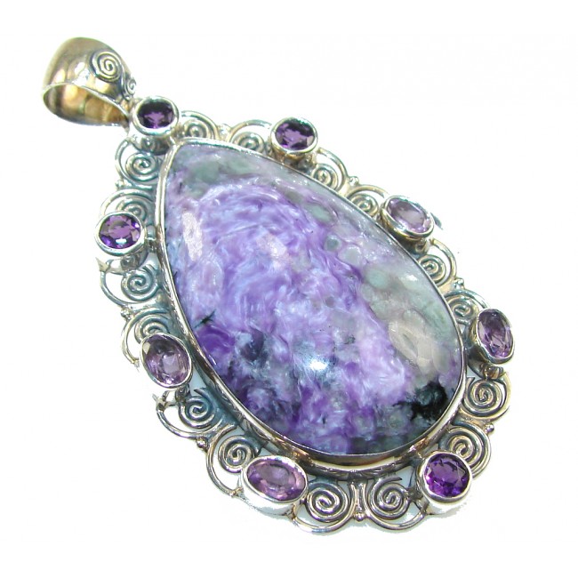 Awesome Secret Purple Charoite Sterling Silver Pendant