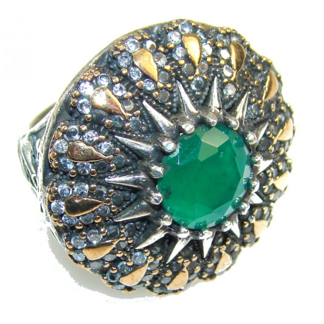Garden Island! Green Emerald Sterling Silver ring s. 7