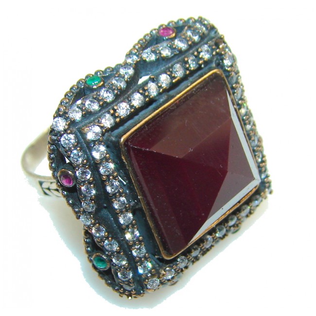 Turkish Style! Pink Ruby Sterling Silver ring s. 6 3/4