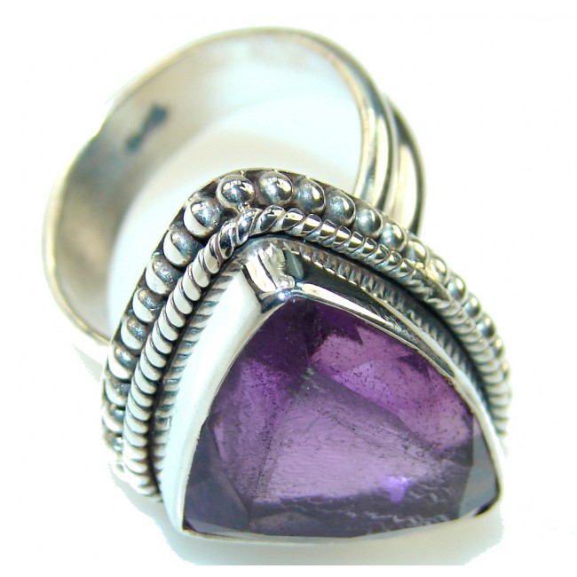 Excellent Purple Amethyst Sterling Silver ring; size 8 1/2