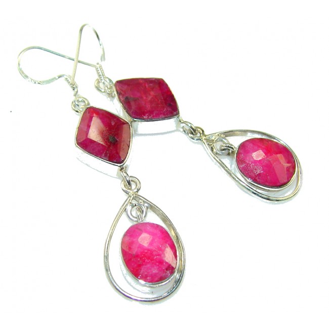 Delicate Pink Ruby Sterling Silver earrings