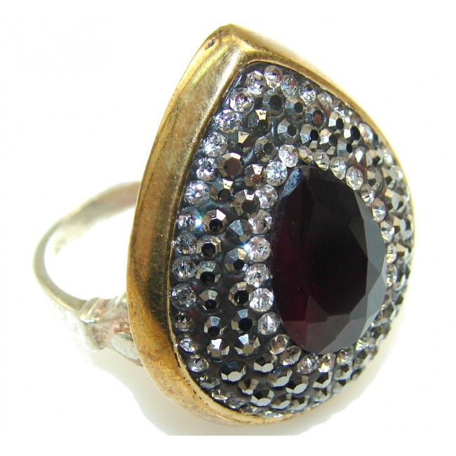 Turkish Style! Deep Red Ruby Sterling Silver ring s. 8 1/4