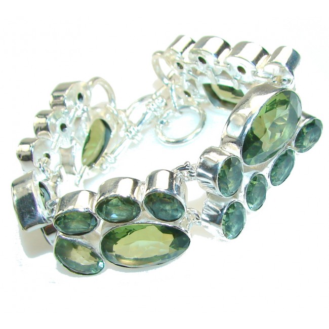 Spring Garland!! Green Amethyst Sterling Silver Bracelet