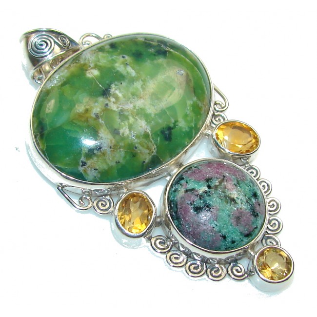 Awesome Style!! Ruby in Zoisite Sterling Silver Pendant