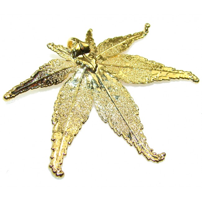 Fabulous Real Leaf Dipped In 24K Gold Sterling Silver Pendant