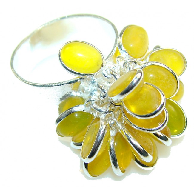 Tears Style!! Yellow Quartz, Sterling Silver ring s. 8