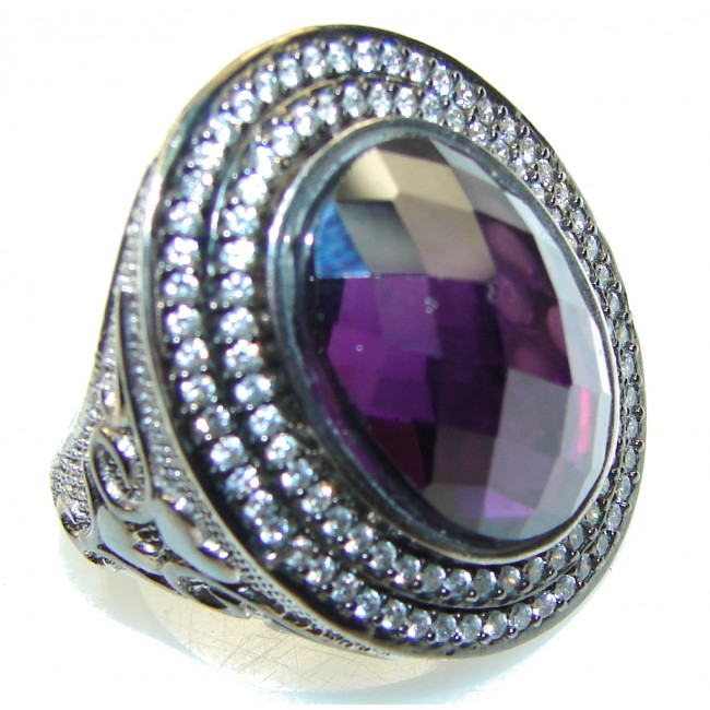New Style Of Purple Amethyst Sterling Silver ring; size 6 3/4