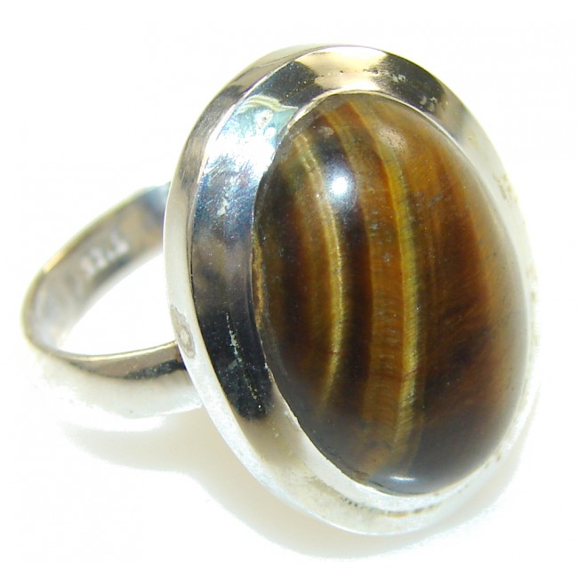 Amazing Brown Tigers Eye Sterling Silver Ring s. 6 1/4