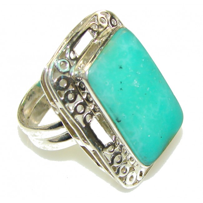 Precious Color Of Chrysoprase Sterling Silver ring s. 10