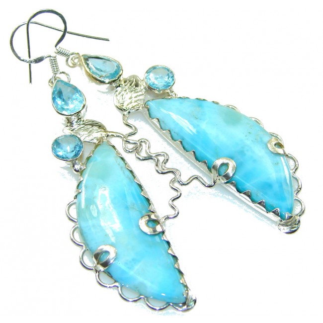 Love Attraction!! Light Blue Larimar Sterling Silver earrings