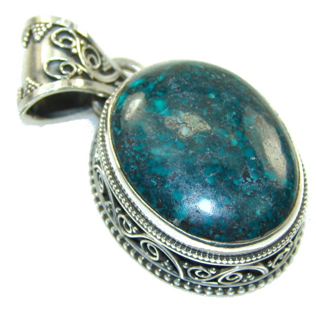 Perfect Green Chrysocolla Sterling Silver Pendant
