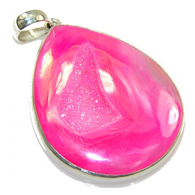 New!! Pink Pearl Druzy Sterling Silver Pendant