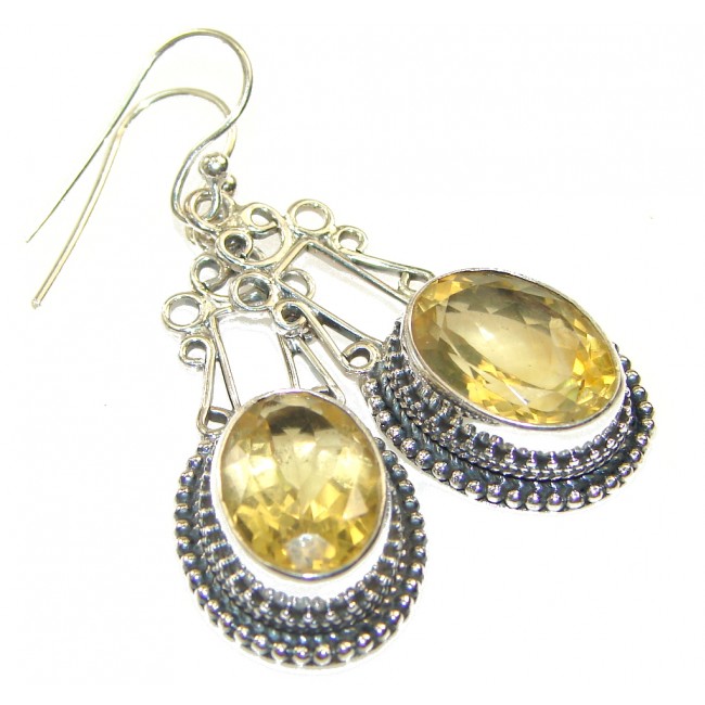 Tuscan Sun! Yellow Citrine Silver Sterling earrings