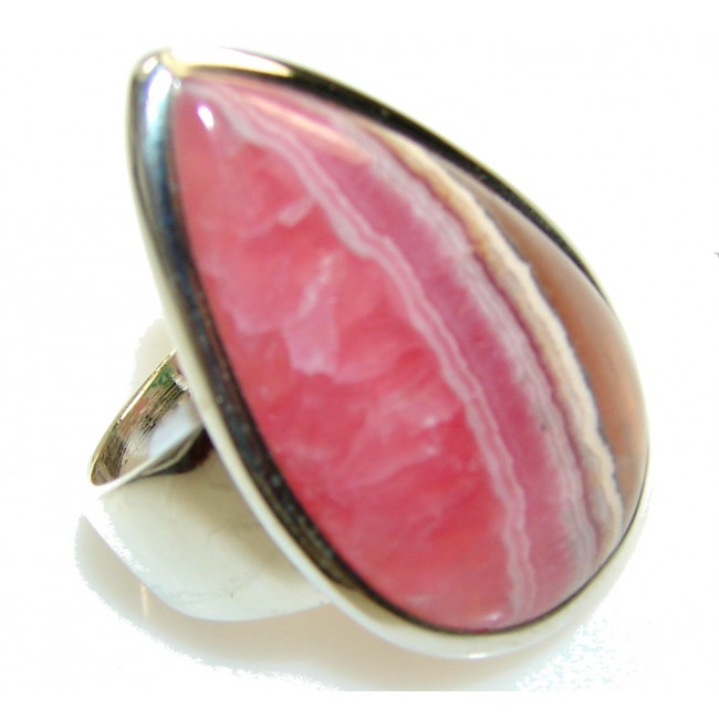 Perfect! Pink Rhodochrosite Sterling Silver ring s. 8 1/4