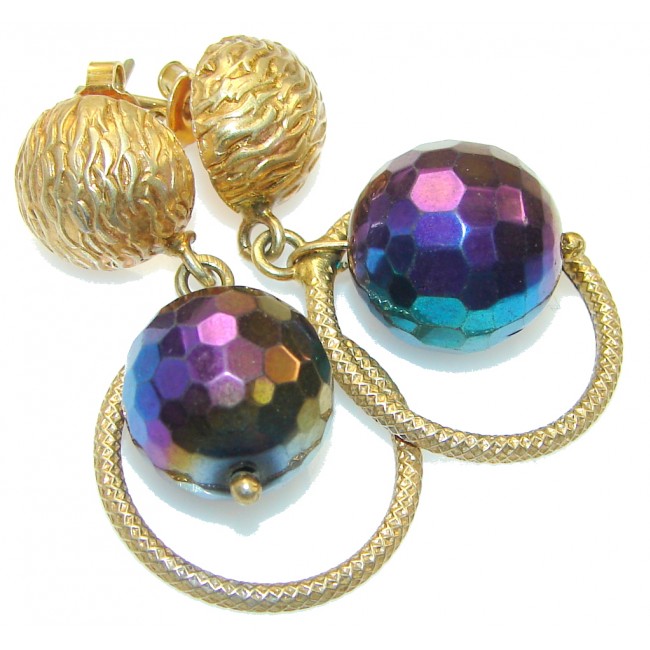 New!! Exotic Rainbow Blister Pearl Sterling Silver earrings