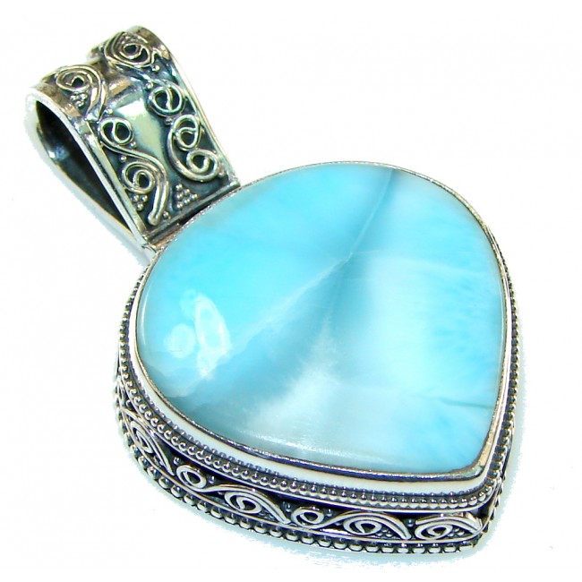 Natural!! Light Blue Larimar Sterling Silver Pendant