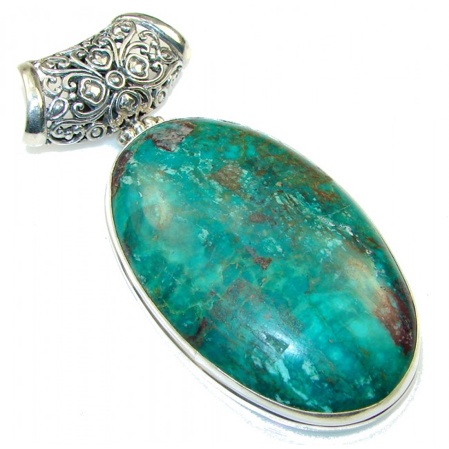 Large!! Fantastic Green Turquoise Sterling Silver Pendant