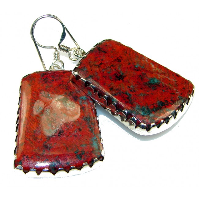 Instant Classic!! Red Sonora Jasper Sterling Silver Earrings