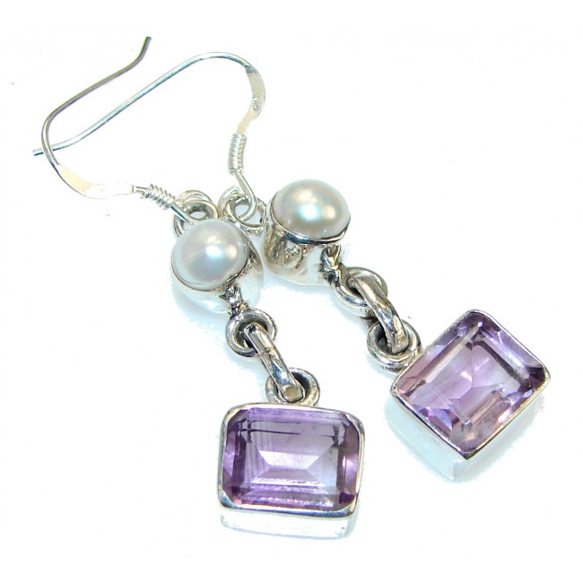 Delicate Design! Purple Amethyst Sterling Silver earrings