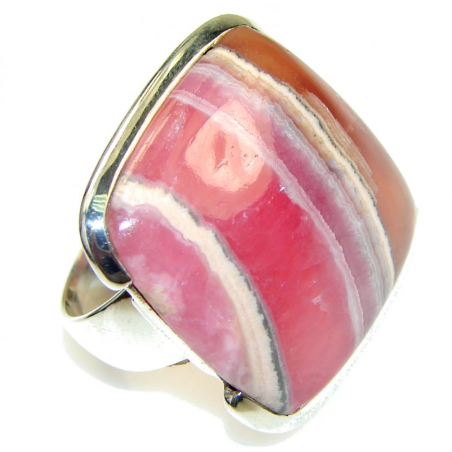 Fantastic!! Pink Rhodochrosite Sterling Silver ring s. 10 1/2