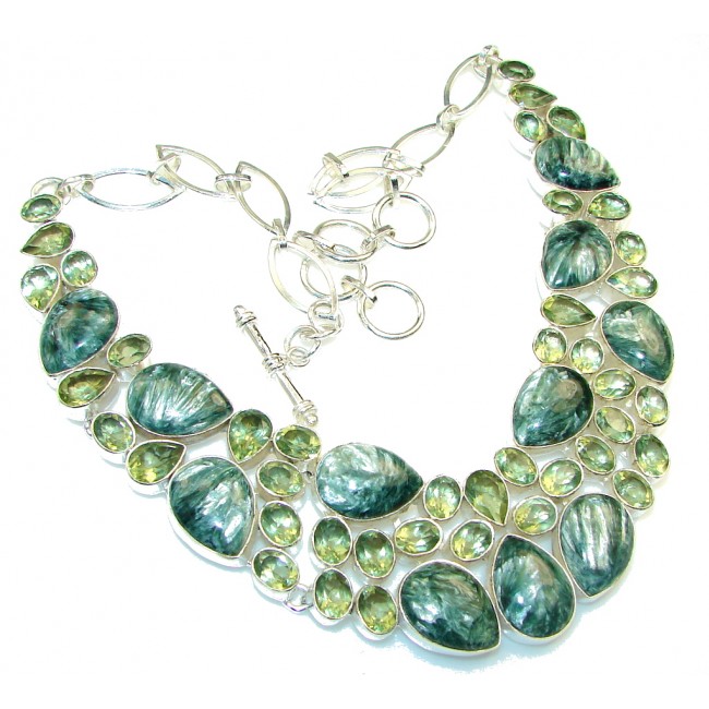 Empress Garden!! Green Seraphinite Sterling Silver necklace