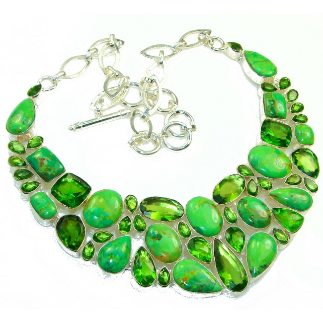 Annula In Green!! Copper Turquoise Sterling Silver necklace