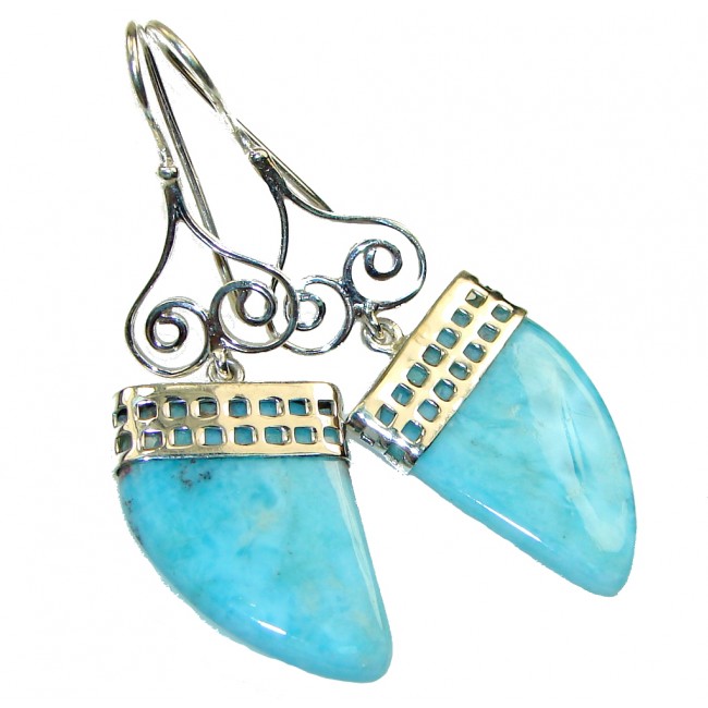 Beautiful!! Light Blue Larimar Sterling Silver earrings