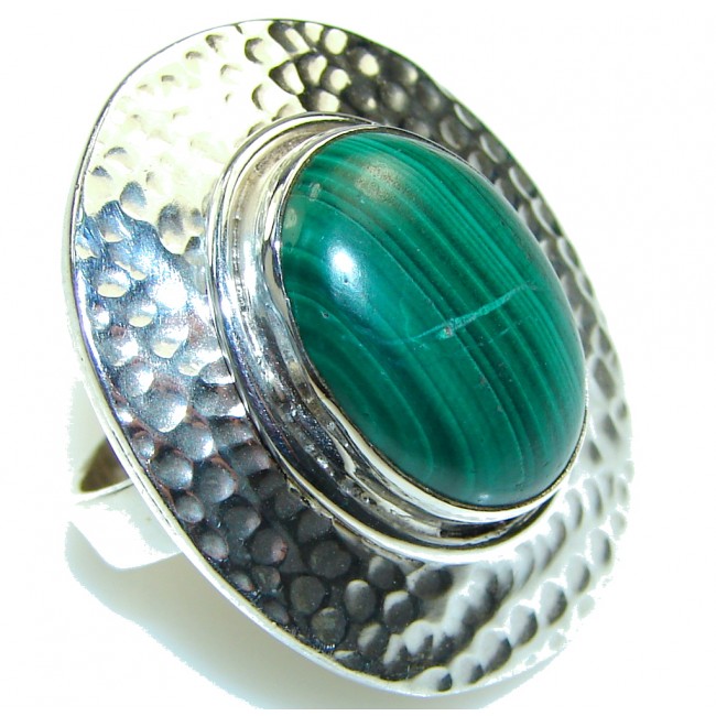 Amazing! Green Malachite Sterling Silver ring s. 6 1/2