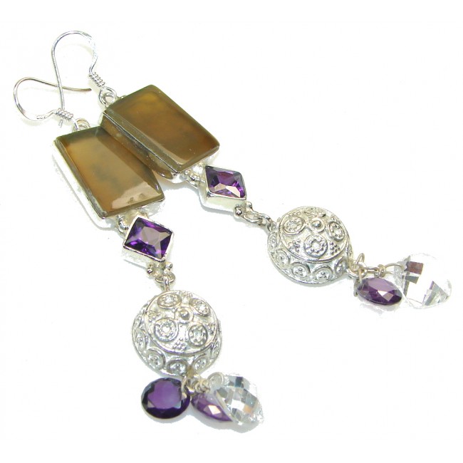 New Design Of Agate Sterling Silver earrings / Long
