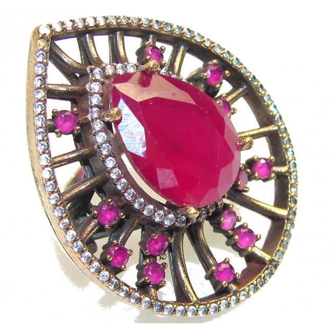 Big! Fashion Pink Ruby Sterling Silver ring s. 8 1/4