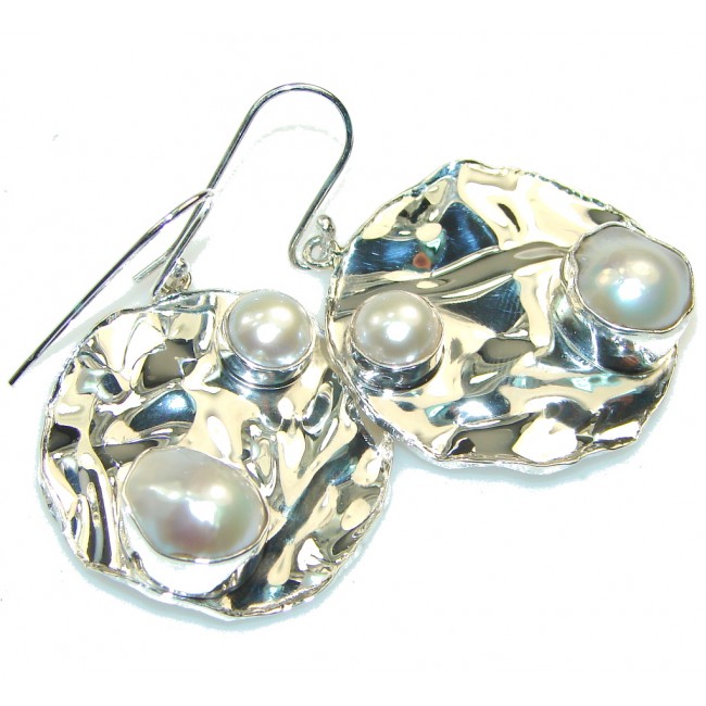 White Winter! Fresh Water Pearl Sterling Silver Earrings