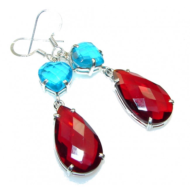 Romantic! Red Garnet Quartz Sterling Silver earrings