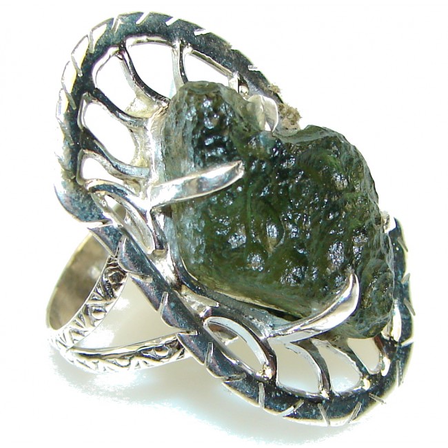 Chech Republic Moldavite Sterling Silver Ring s. 10