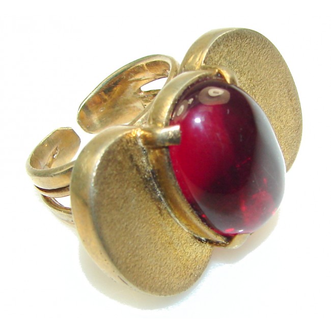 Amazing!! Raspberry Quartz, Gold Plated Sterling Silver ring s. 8 1/4