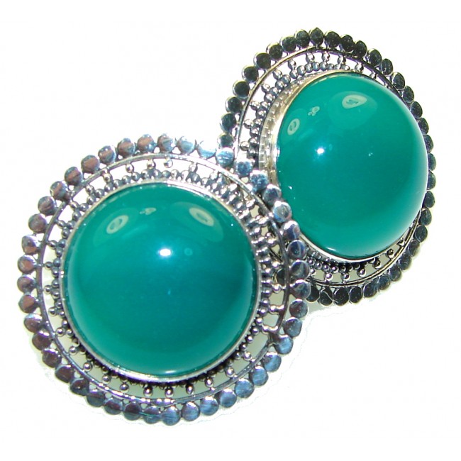 Simple!! Green Agate Sterling Silver earrings