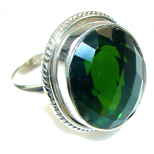 Created Deep Green Chrome Diopside Quartz Sterling Silver ring s. 12